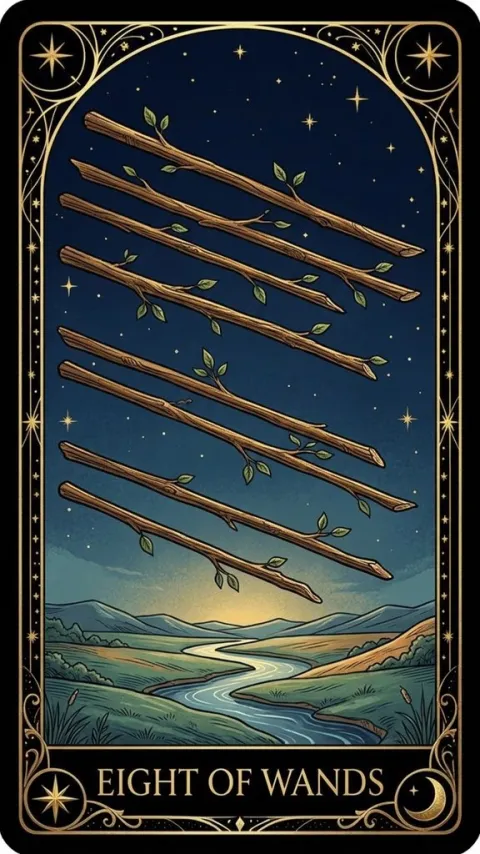 Вісімка Жезлів (Eight of Wands)