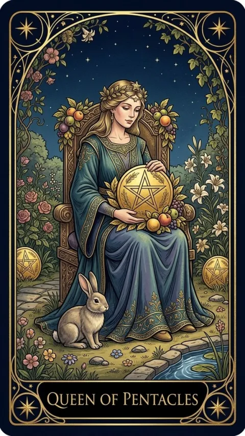 Королева Пентаклів (Queen of Pentacles)